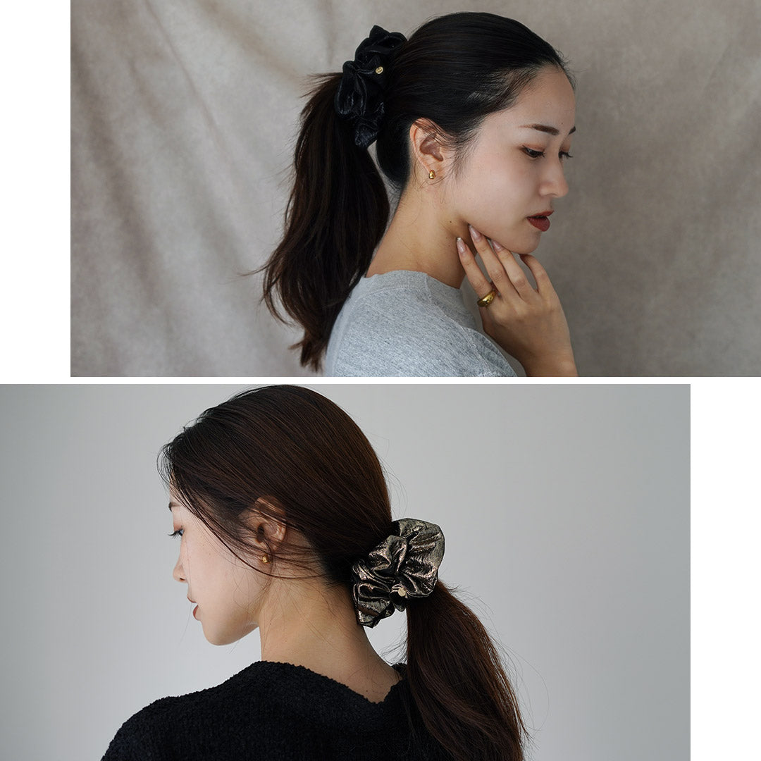 TRESSE（トレス） Gabrielle ビッグ シュシュ / レディース ヘアゴム ヘアアクセサリー 無地 ラメ