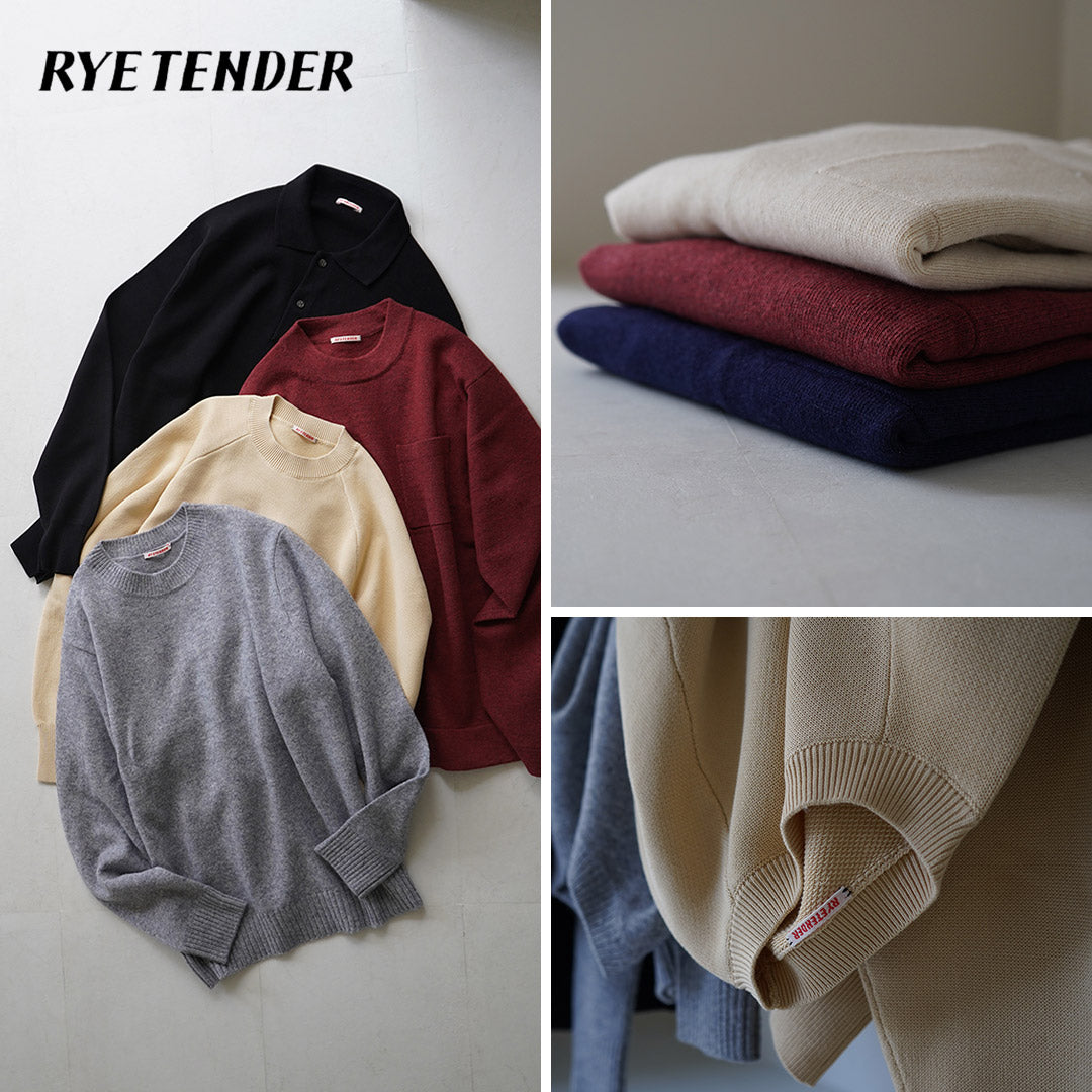 RYE TENDER（ライテンダー） ロイド ポケット プルオーパーニット / メンズ トップス 長袖 ウール 無地 LLOYD  SWEATER｜ROCOCO ONLINE STORE