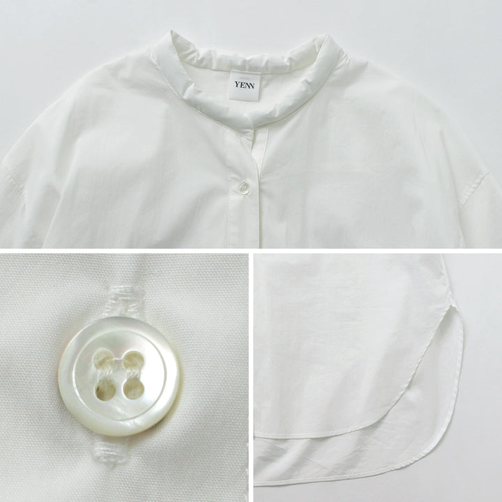 YENN（イェン） パデッド カラーシャツ / レディース トップス バンドカラー ノーカラー 長袖 無地 PADDED COLLAR SHIRT  PREFALL – ROCOCO ONLINE STORE