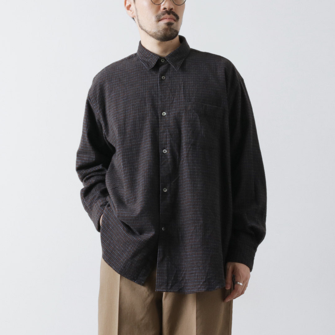 FUJITO（フジト） ビッグサイズシャツ マイクロチェック / ネルシャツ メンズ 長袖 カジュアル 柄 日本製 BS Shirt