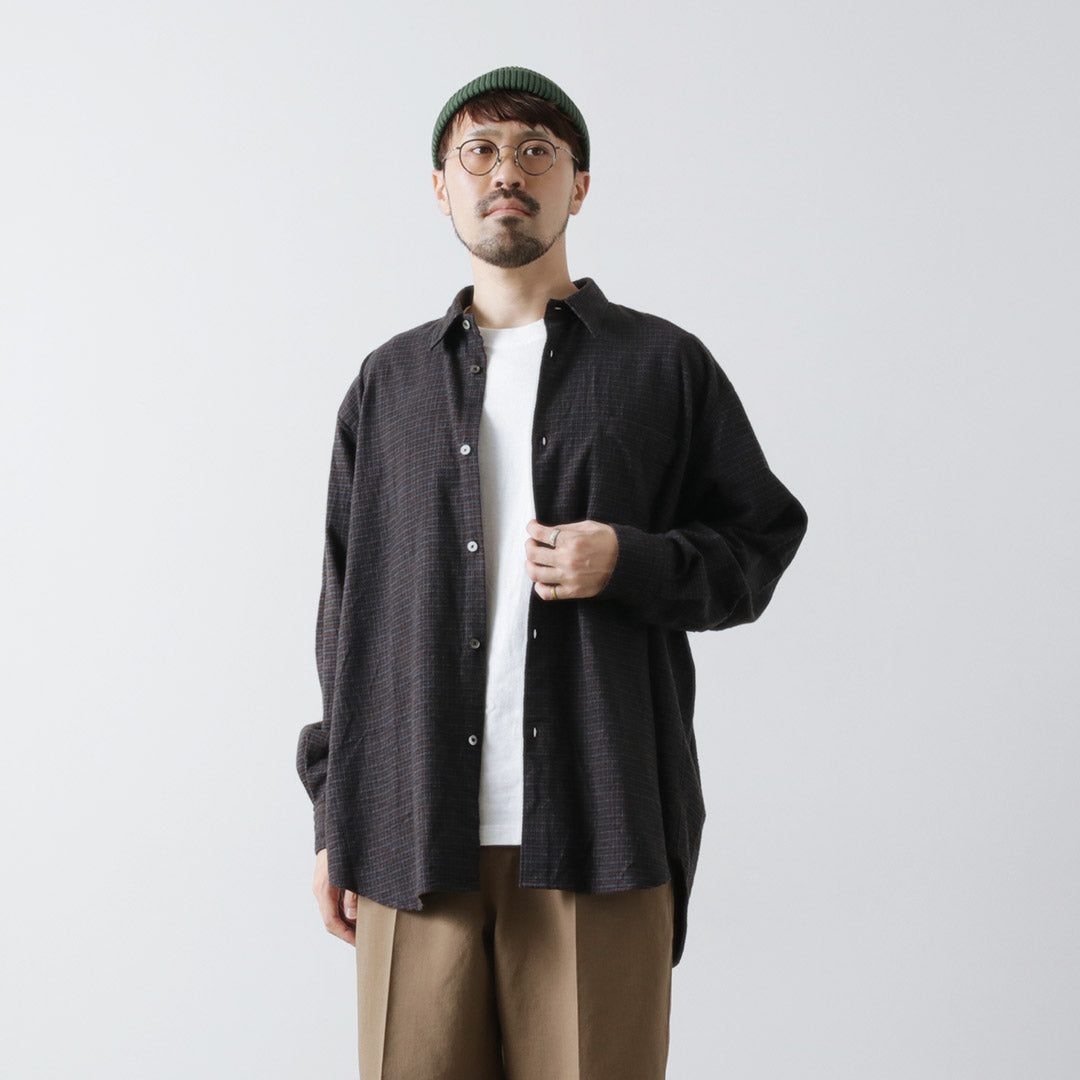 FUJITO（フジト） ビッグサイズシャツ マイクロチェック / ネルシャツ メンズ 長袖 カジュアル 柄 日本製 BS Shirt