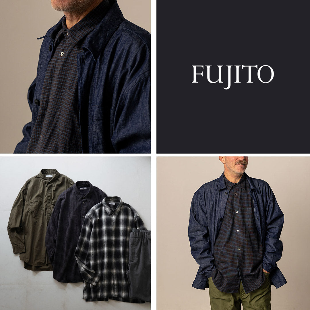 FUJITO（フジト） ビッグサイズシャツ マイクロチェック / ネルシャツ メンズ 長袖 カジュアル 柄 日本製 BS Shirt