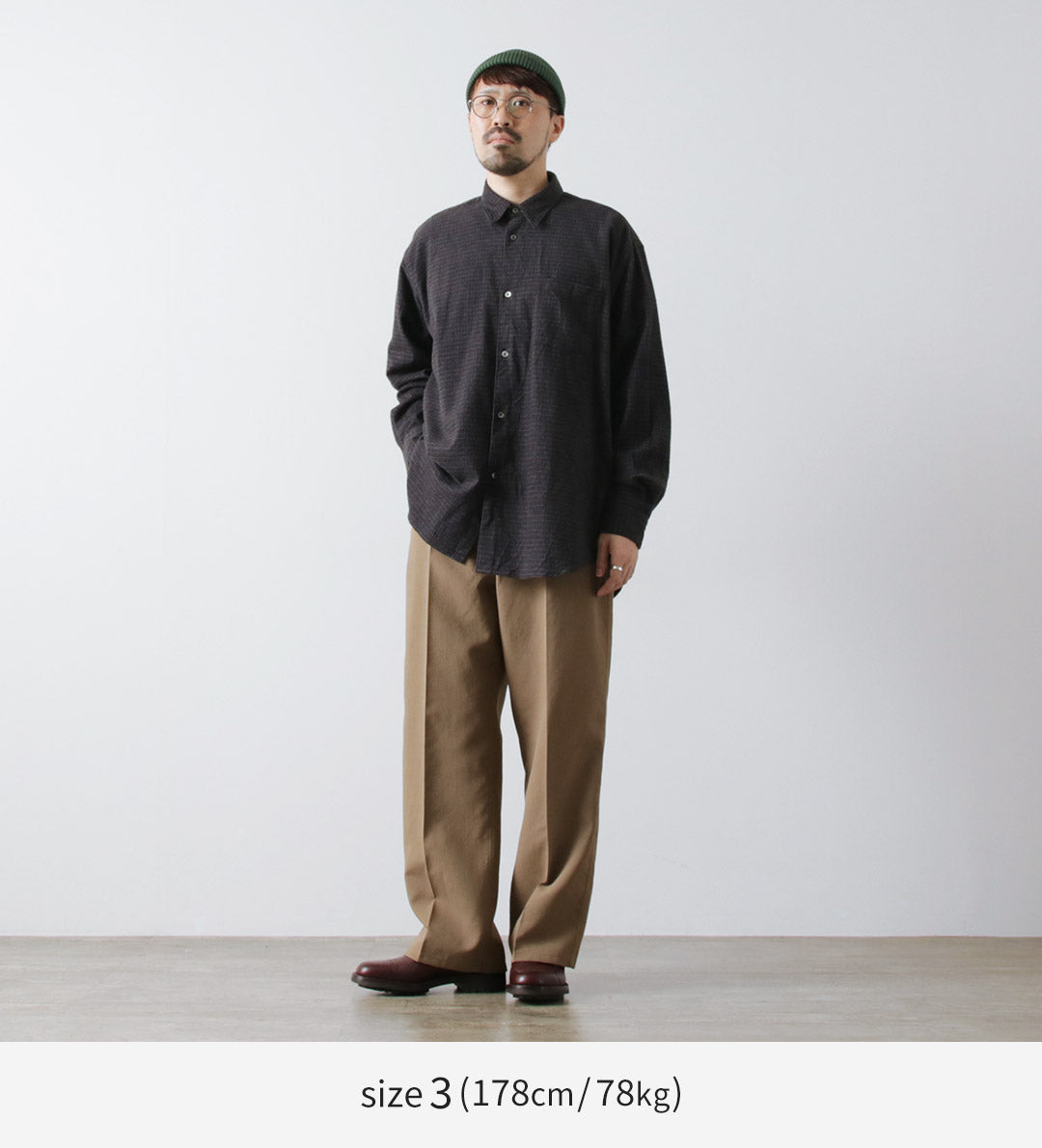 FUJITO（フジト） ビッグサイズシャツ マイクロチェック / ネルシャツ メンズ 長袖 カジュアル 柄 日本製 BS Shirt