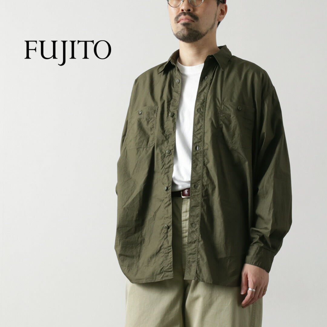 FUJITO（フジト） ビッグサイズ ワークシャツ ブロード / シャツ メンズ 長袖 カジュアル 無地 日本製 BS Shirt