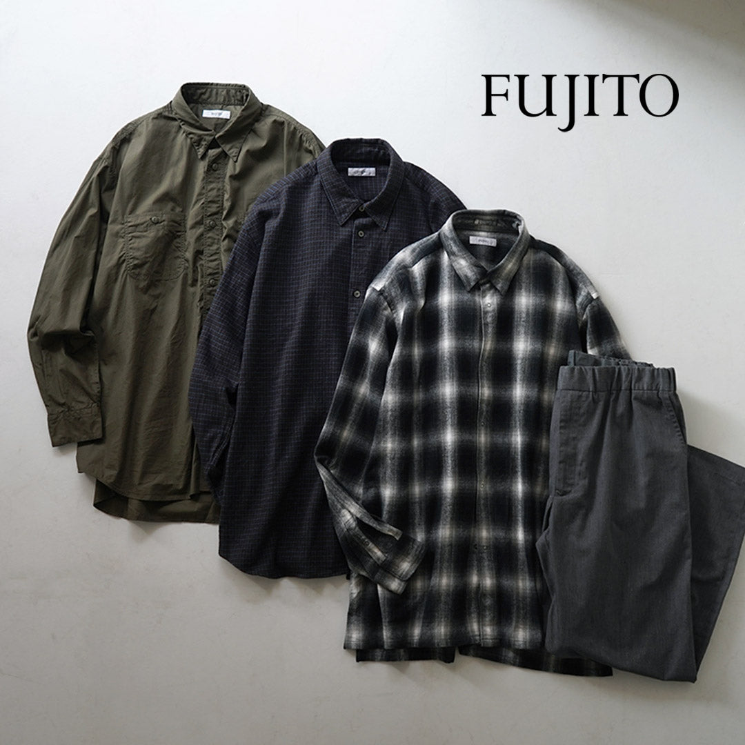 FUJITO（フジト） ビッグサイズ ワークシャツ ブロード / シャツ メンズ 長袖 カジュアル 無地 日本製 BS Shirt