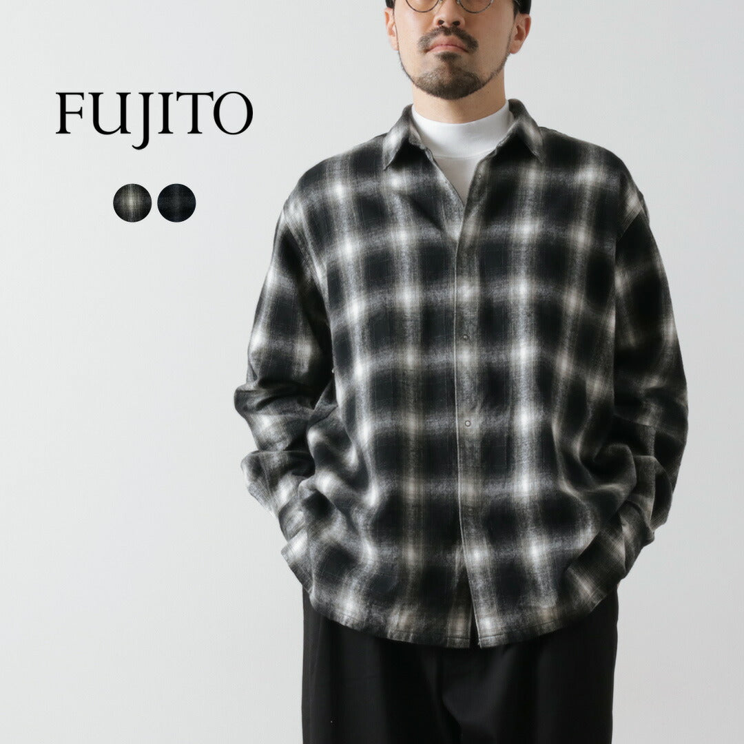 FUJITO（フジト） リングシャツ オンブレーチェック / ネルシャツ メンズ 長袖 カジュアル 柄 日本製 Ring Shirt