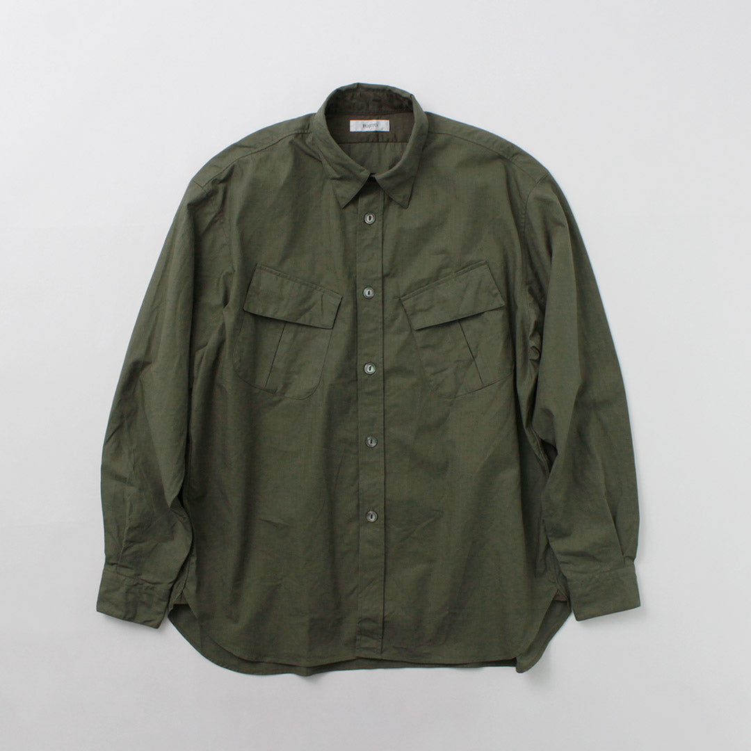 FUJITO（フジト） ファティーグシャツ リップストップ / メンズ 長袖 ミリタリー 無地 日本製 Fatigue Shirt