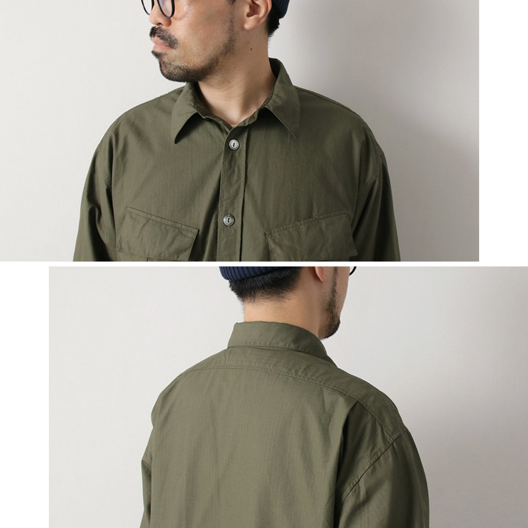 FUJITO（フジト） ファティーグシャツ リップストップ / メンズ 長袖 ミリタリー 無地 日本製 Fatigue Shirt