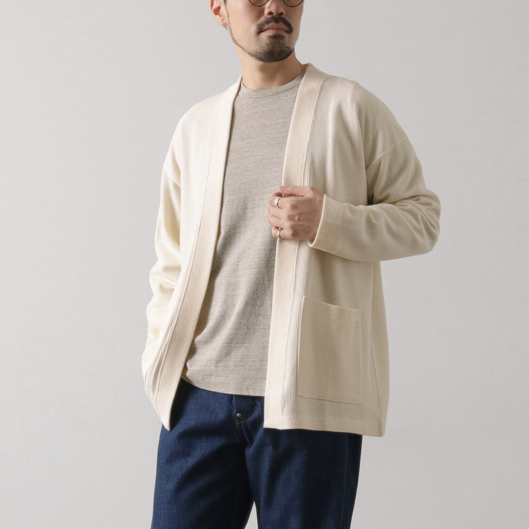 UNDYED（アンダイド） ワッフル カーディガン カラード オーガニックコットン / メンズ ボタンなし 長袖 日本製 COLORED ORGANIC COTTON WAFFLE L/S CARDIGAN