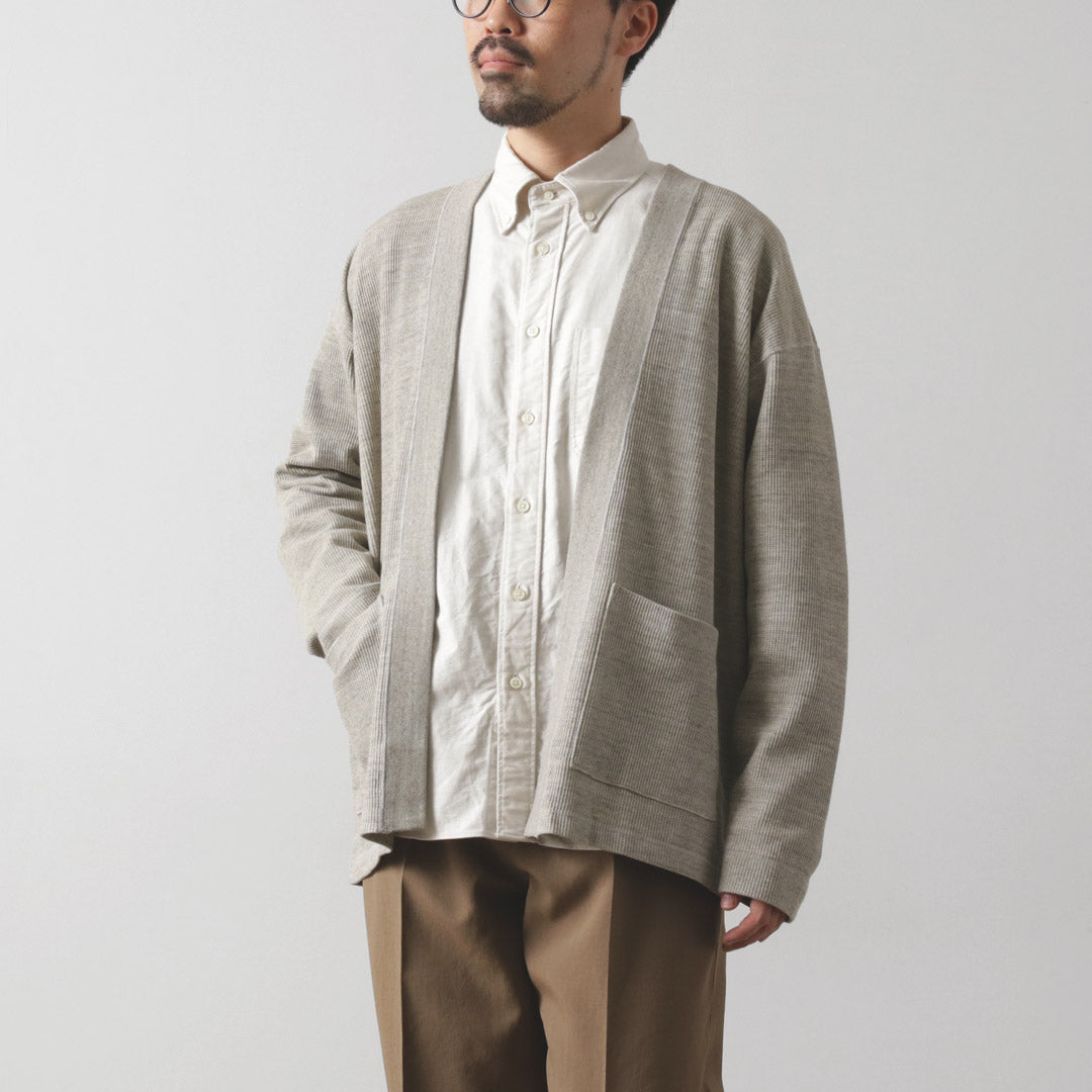 UNDYED（アンダイド） ワッフル カーディガン カラード オーガニックコットン / メンズ ボタンなし 長袖 日本製 COLORED ORGANIC COTTON WAFFLE L/S CARDIGAN