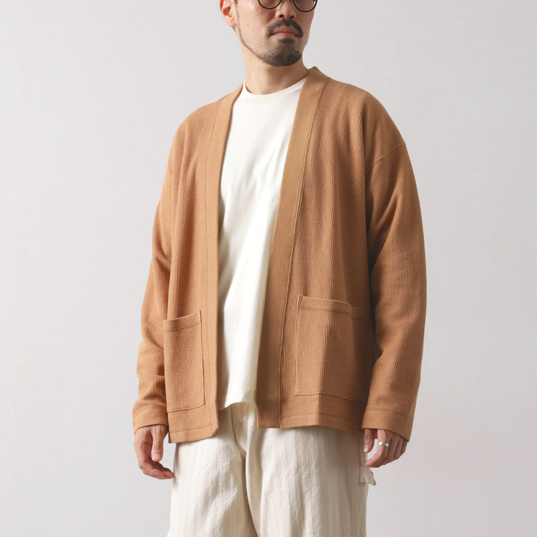 UNDYED（アンダイド） ワッフル カーディガン カラード オーガニックコットン / メンズ ボタンなし 長袖 日本製 COLORED ORGANIC COTTON WAFFLE L/S CARDIGAN