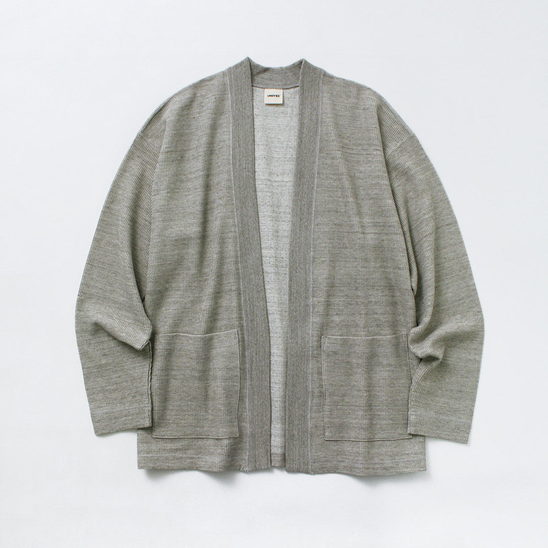 UNDYED（アンダイド） ワッフル カーディガン カラード オーガニックコットン / メンズ ボタンなし 長袖 日本製 COLORED ORGANIC COTTON WAFFLE L/S CARDIGAN