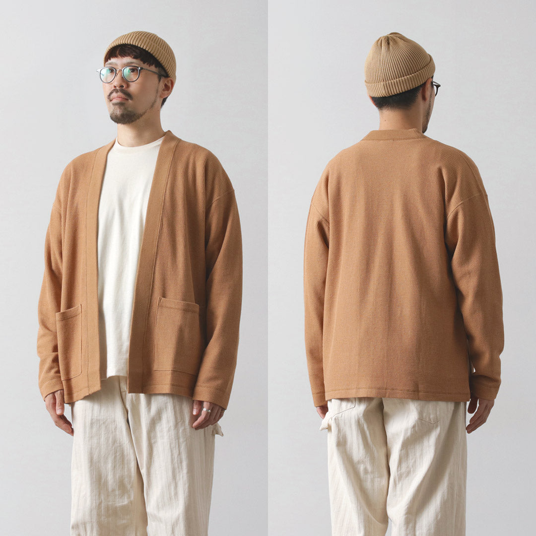 UNDYED（アンダイド） ワッフル カーディガン カラード オーガニックコットン / メンズ ボタンなし 長袖 日本製 COLORED ORGANIC COTTON WAFFLE L/S CARDIGAN