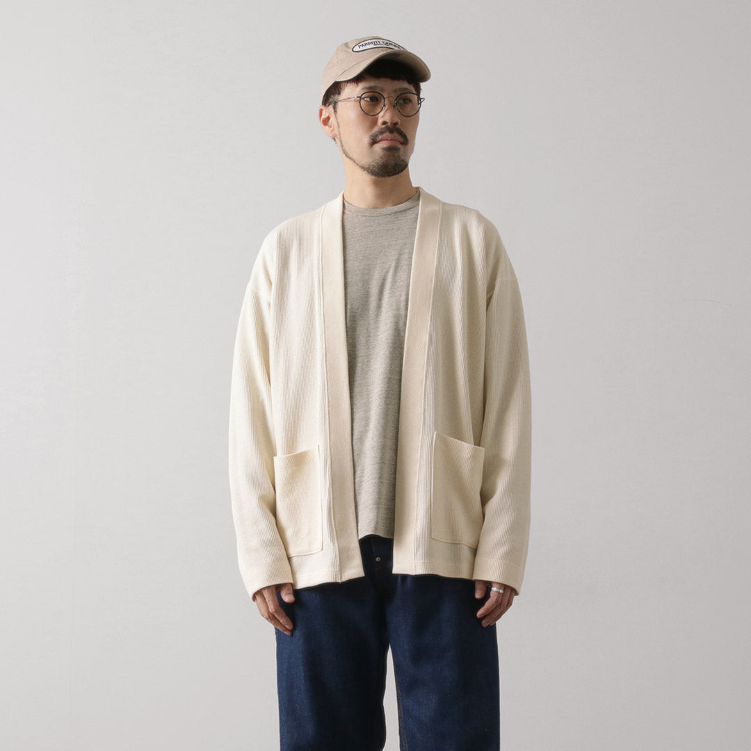 UNDYED（アンダイド） ワッフル カーディガン カラード オーガニックコットン / メンズ ボタンなし 長袖 日本製 COLORED ORGANIC COTTON WAFFLE L/S CARDIGAN