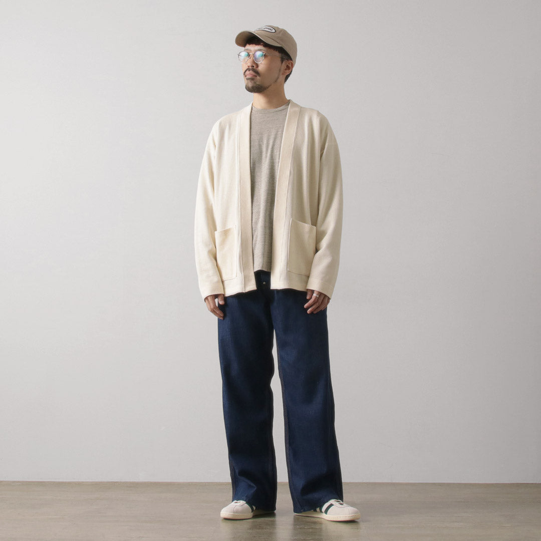 UNDYED（アンダイド） ワッフル カーディガン カラード オーガニックコットン / メンズ ボタンなし 長袖 日本製 COLORED ORGANIC COTTON WAFFLE L/S CARDIGAN