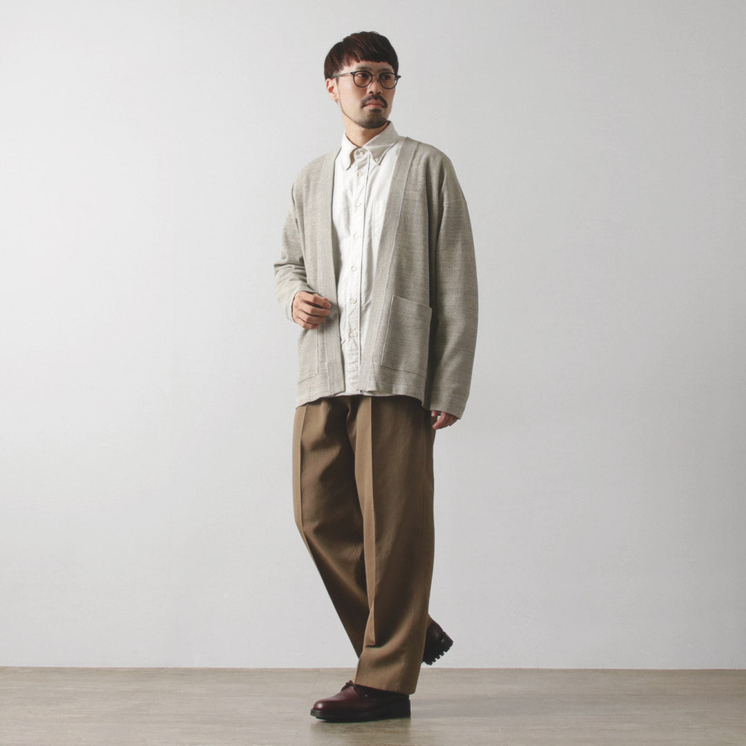 UNDYED（アンダイド） ワッフル カーディガン カラード オーガニックコットン / メンズ ボタンなし 長袖 日本製 COLORED ORGANIC COTTON WAFFLE L/S CARDIGAN