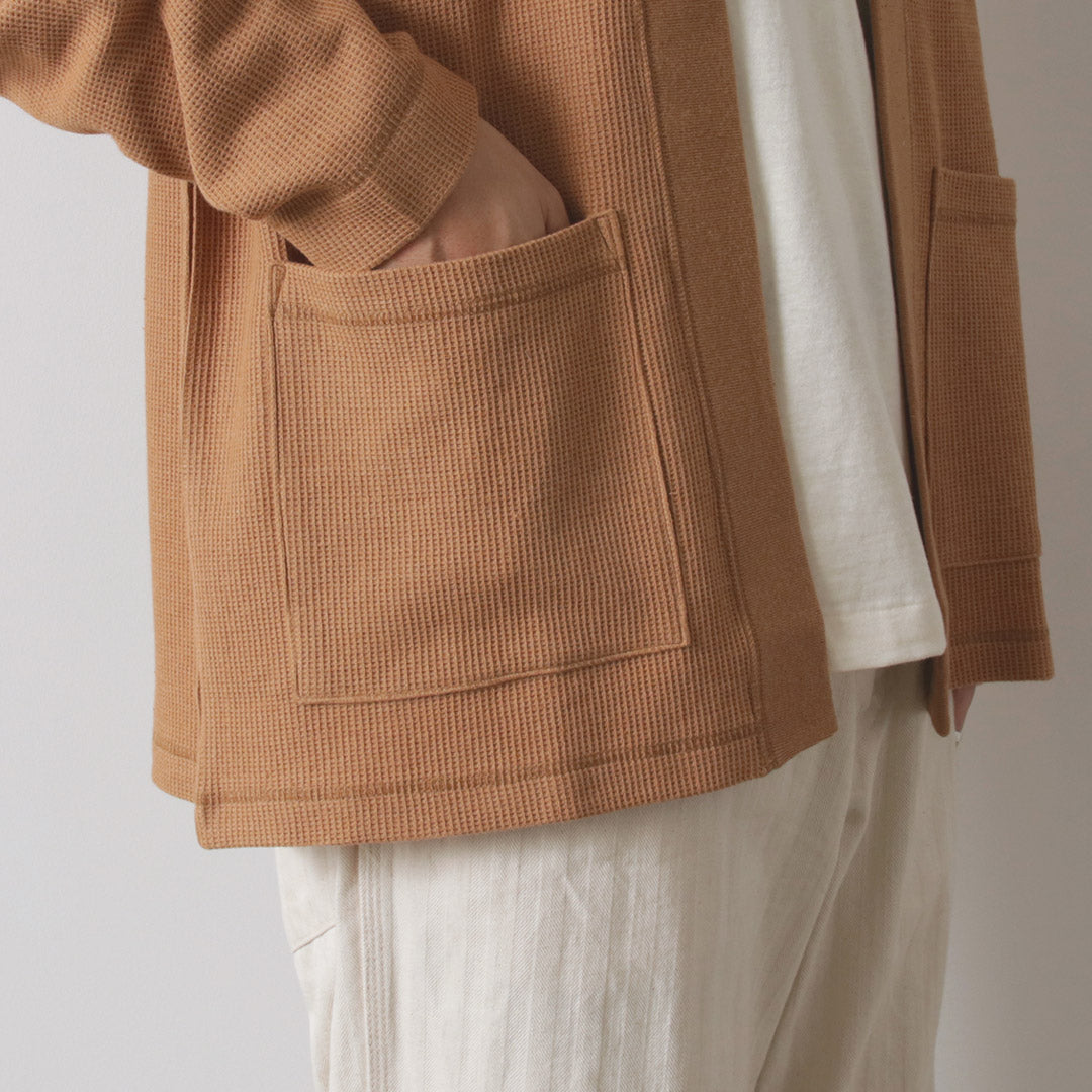 UNDYED（アンダイド） ワッフル カーディガン カラード オーガニックコットン / メンズ ボタンなし 長袖 日本製 COLORED ORGANIC COTTON WAFFLE L/S CARDIGAN