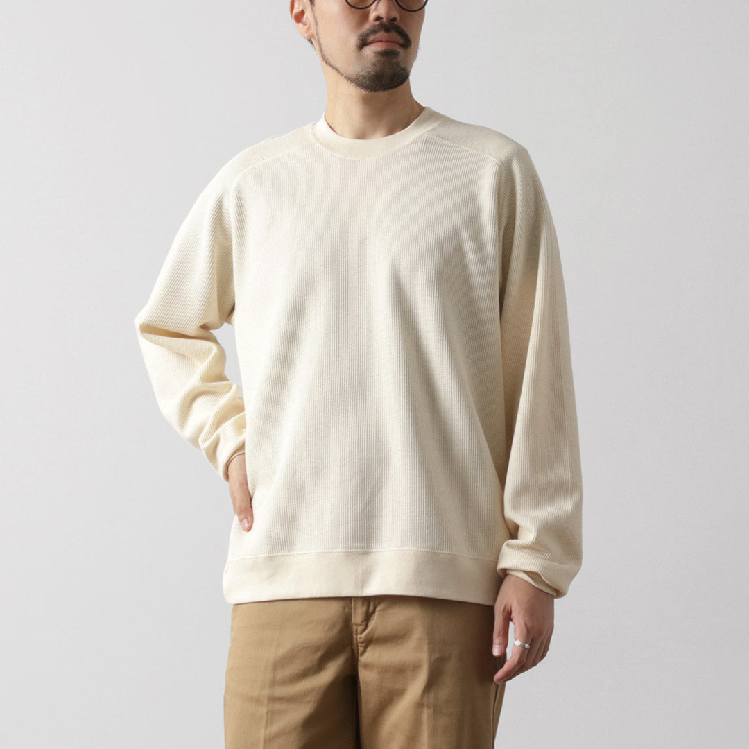 UNDYED（アンダイド） ワッフル スウェット カラード オーガニックコットン / メンズ Tシャツ 長袖 日本製 ロンT カットソー COLORED ORGANIC COTTON WAFFLE L/S SWEAT