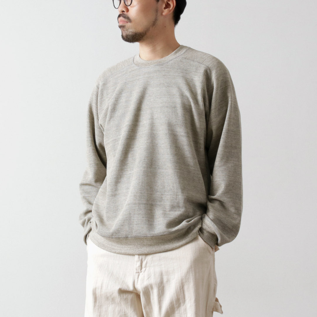 UNDYED（アンダイド） ワッフル スウェット カラード オーガニックコットン / メンズ Tシャツ 長袖 日本製 ロンT カットソー COLORED ORGANIC COTTON WAFFLE L/S SWEAT