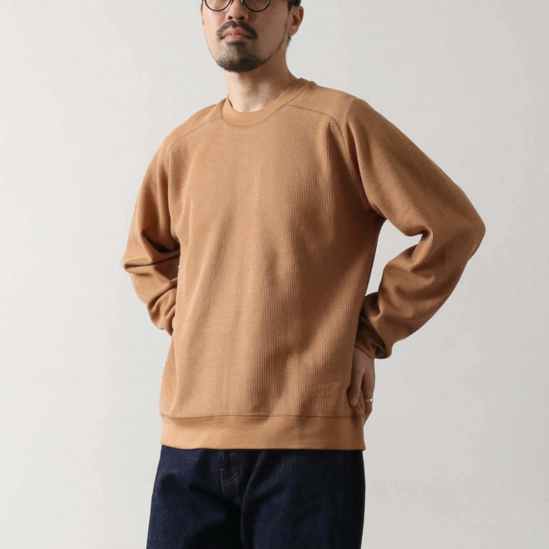 UNDYED（アンダイド） ワッフル スウェット カラード オーガニックコットン / メンズ Tシャツ 長袖 日本製 ロンT カットソー COLORED ORGANIC COTTON WAFFLE L/S SWEAT