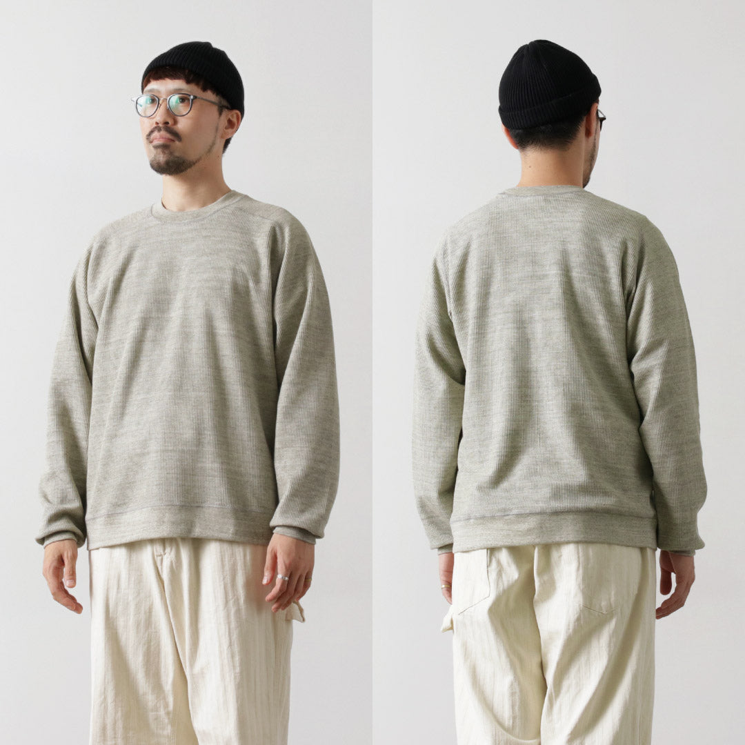 UNDYED（アンダイド） ワッフル スウェット カラード オーガニックコットン / メンズ Tシャツ 長袖 日本製 ロンT カットソー COLORED ORGANIC COTTON WAFFLE L/S SWEAT