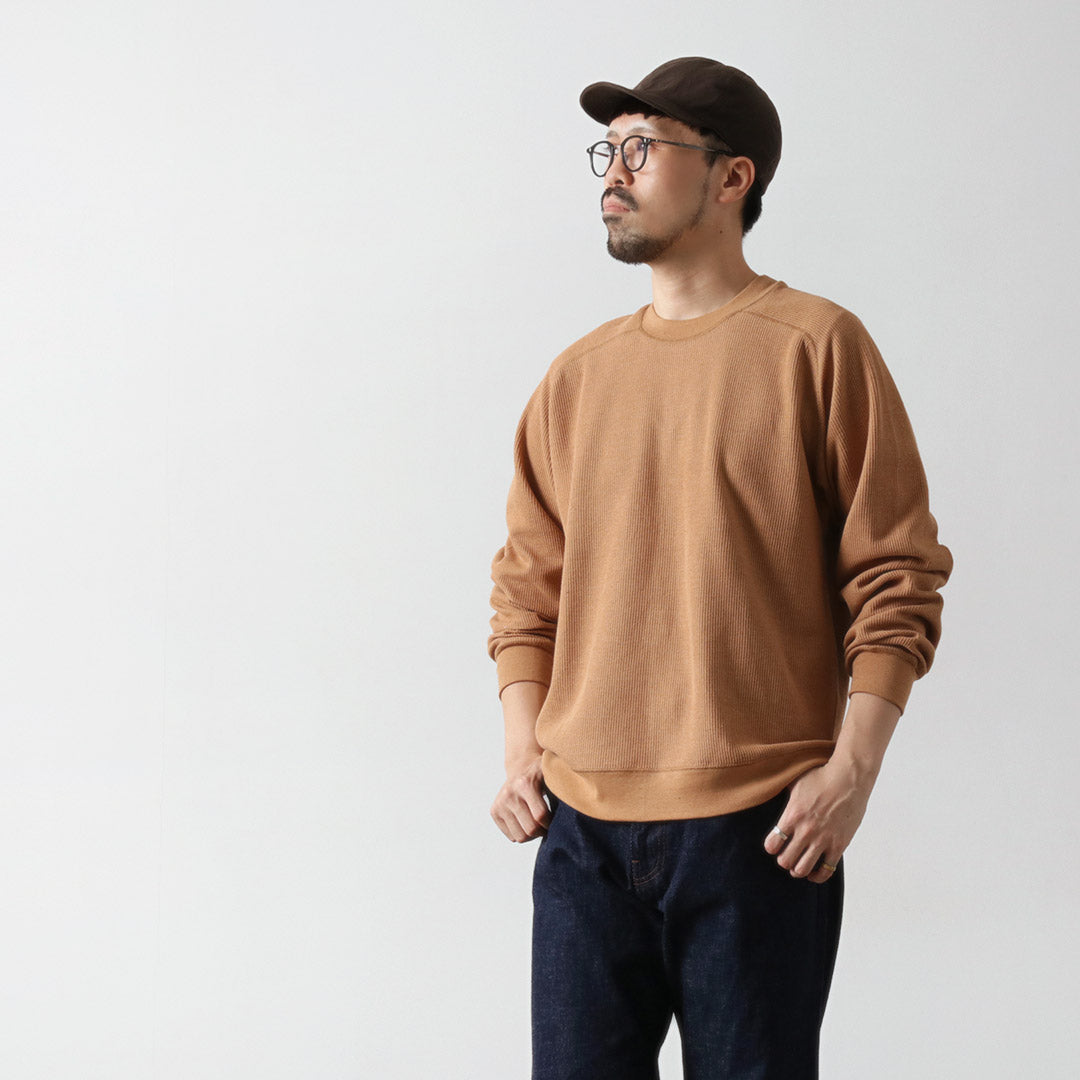 UNDYED（アンダイド） ワッフル スウェット カラード オーガニックコットン / メンズ Tシャツ 長袖 日本製 ロンT カットソー COLORED ORGANIC COTTON WAFFLE L/S SWEAT