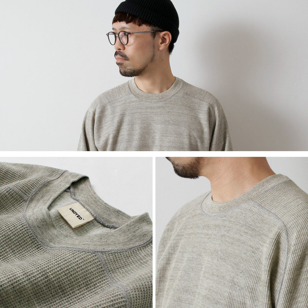 UNDYED（アンダイド） ワッフル スウェット カラード オーガニックコットン / メンズ Tシャツ 長袖 日本製 ロンT カットソー COLORED ORGANIC COTTON WAFFLE L/S SWEAT