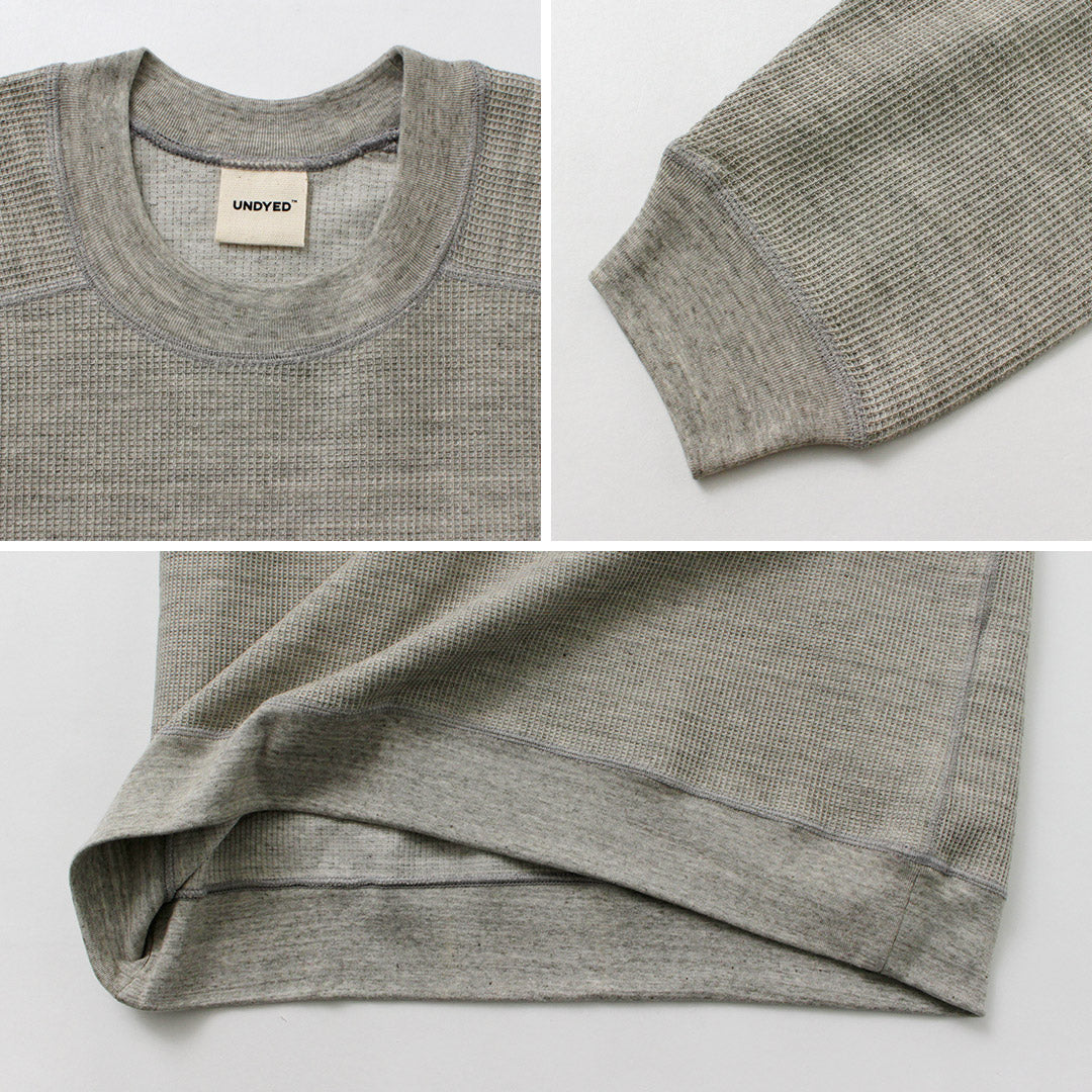 UNDYED（アンダイド） ワッフル スウェット カラード オーガニックコットン / メンズ Tシャツ 長袖 日本製 ロンT カットソー COLORED ORGANIC COTTON WAFFLE L/S SWEAT