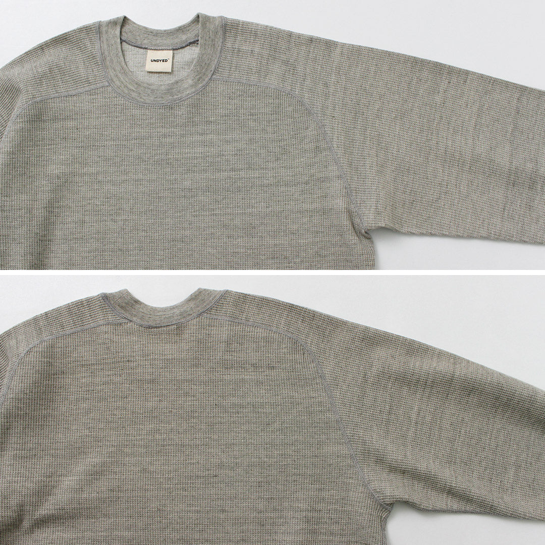 UNDYED（アンダイド） ワッフル スウェット カラード オーガニックコットン / メンズ Tシャツ 長袖 日本製 ロンT カットソー COLORED ORGANIC COTTON WAFFLE L/S SWEAT