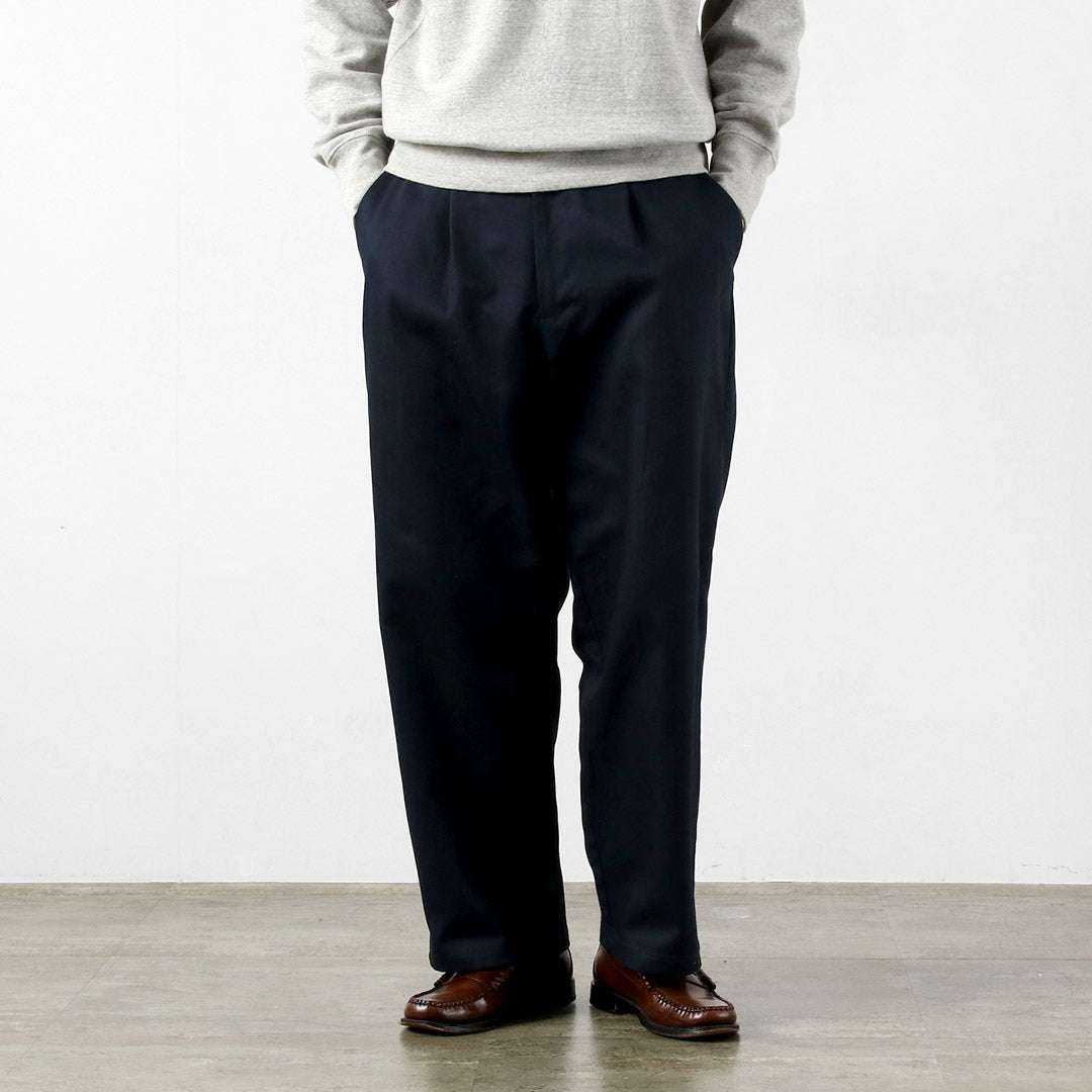 RE MADE IN TOKYO JAPAN（アールイー） コットンハードカルゼ タックワイドパンツ