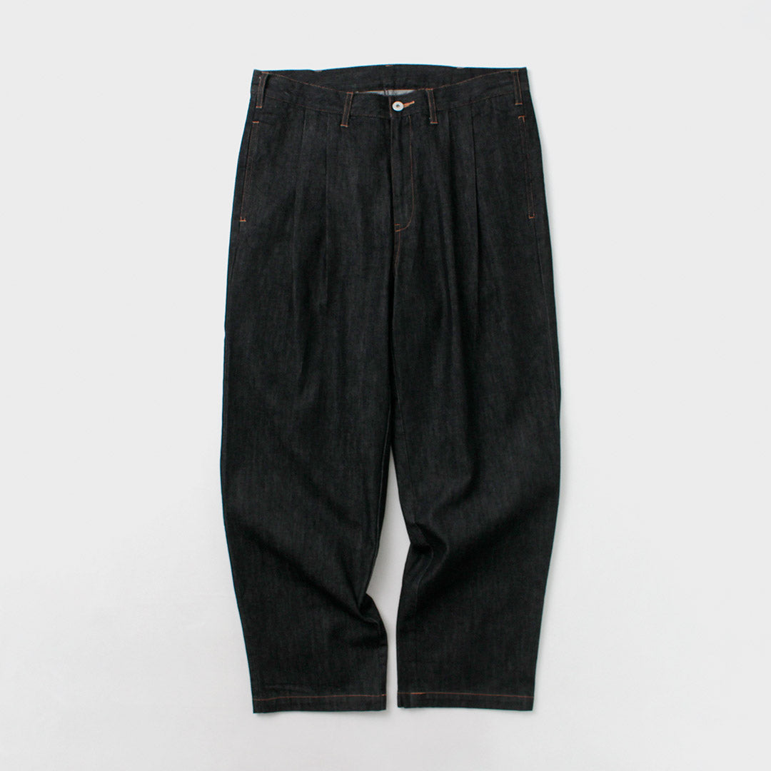 ILL ONE EIGHTY（イルワンエイティー） デニム 2タックパンツ / メンズ ブラックデニム テーパード ジーンズ 日本製 DENIM  2-TUCK PANTS｜ROCOCO ONLINE STORE