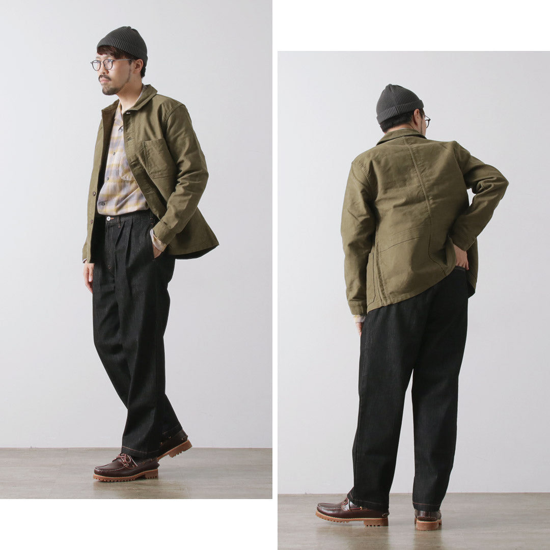 ILL ONE EIGHTY（イルワンエイティー） デニム 2タックパンツ / メンズ ブラックデニム テーパード ジーンズ 日本製 DENIM 2-TUCK PANTS