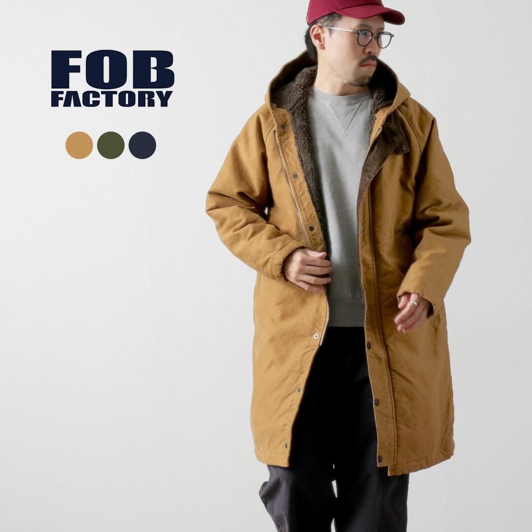 FOB FACTORY（FOBファクトリー） F2450 モールスキン フードコート / メンズ ロングコート 日本製 ミリタリー MOLESKIN  HOOD COAT｜ROCOCO ONLINE STORE