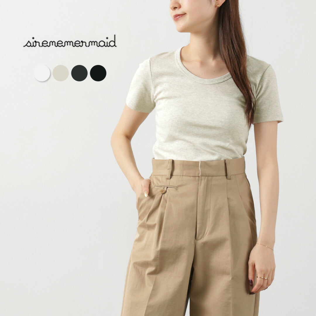 SIRENEMERMAID（シレーヌマーメイド） スクープネック 半袖 / Tシャツ レディース トップス インナー 丸胴 綿100 コットン 無地 日本製