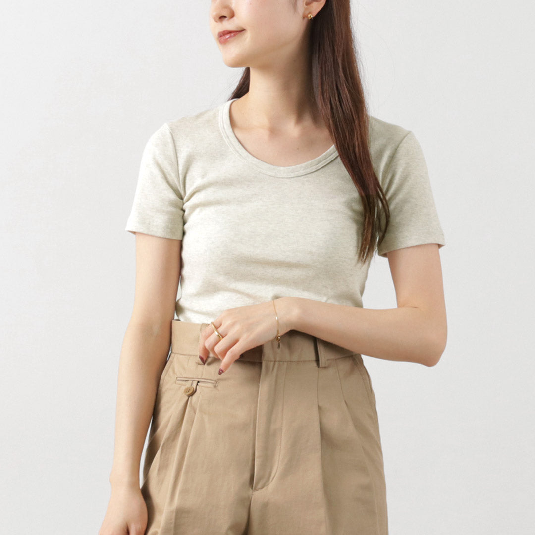 SIRENEMERMAID（シレーヌマーメイド） スクープネック 半袖 / Tシャツ レディース トップス インナー 丸胴 綿100 コットン 無地 日本製