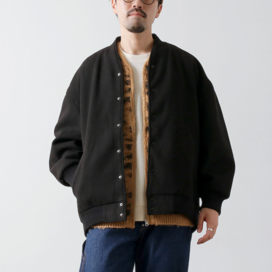 KELEN（ケレン） ノーカラー エッグジャケット / スタジャン アウター メンズ バーシティジャケット ウール RIOT VARSITY NO  COLLAR EGG JACKET｜ROCOCO ONLINE STORE