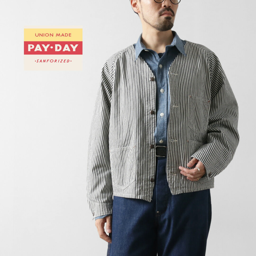 PAYDAY（ペイデイ） 50年代モデル ヒッコリー エンジニアジャケット / アウター ヴィンテージ風 コットン 綿 メンズ50s ENGINEER JKT HICKORY