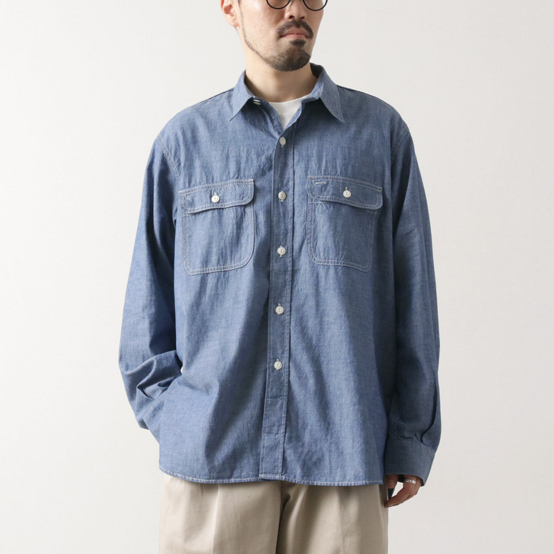 PAYDAY（ペイデイ） 40年代モデル チンストラップ ワークシャツ / 長袖 綿 コットン シャンブレー 日本製 40s CHIN STRAP SHIRTS