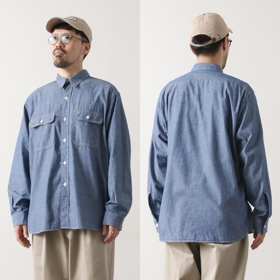 PAYDAY（ペイデイ） 40年代モデル チンストラップ ワークシャツ / 長袖 綿 コットン シャンブレー 日本製 40s CHIN STRAP SHIRTS