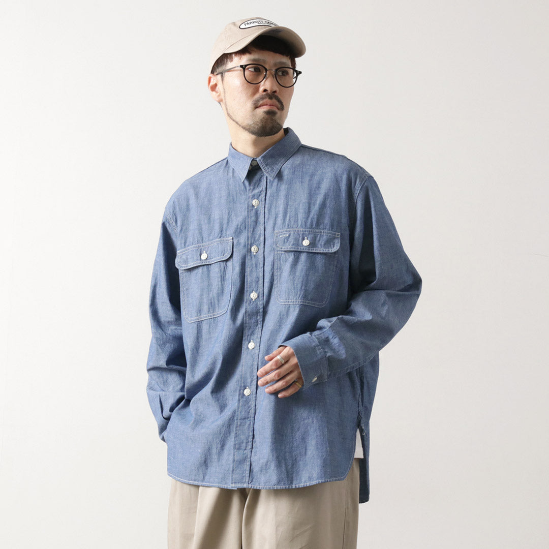 PAYDAY（ペイデイ） 40年代モデル チンストラップ ワークシャツ / 長袖 綿 コットン シャンブレー 日本製 40s CHIN STRAP SHIRTS