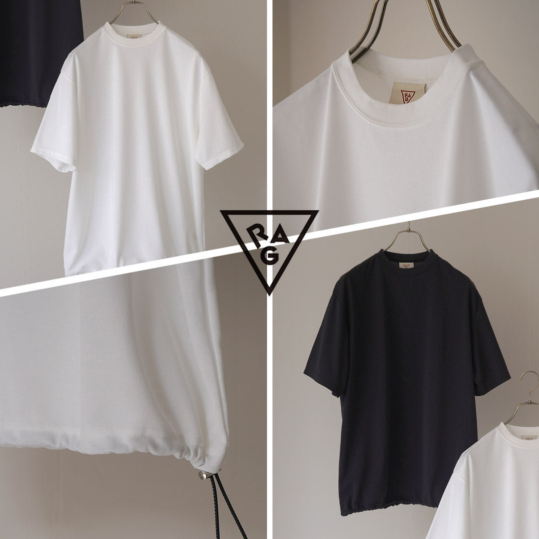 RAG（ラグ） クーリング サンシェイドTシャツ / メンズ 半袖 吸水速乾 UVカット 遮熱 裾絞り 日本製 Cooling Sun Shade Tee