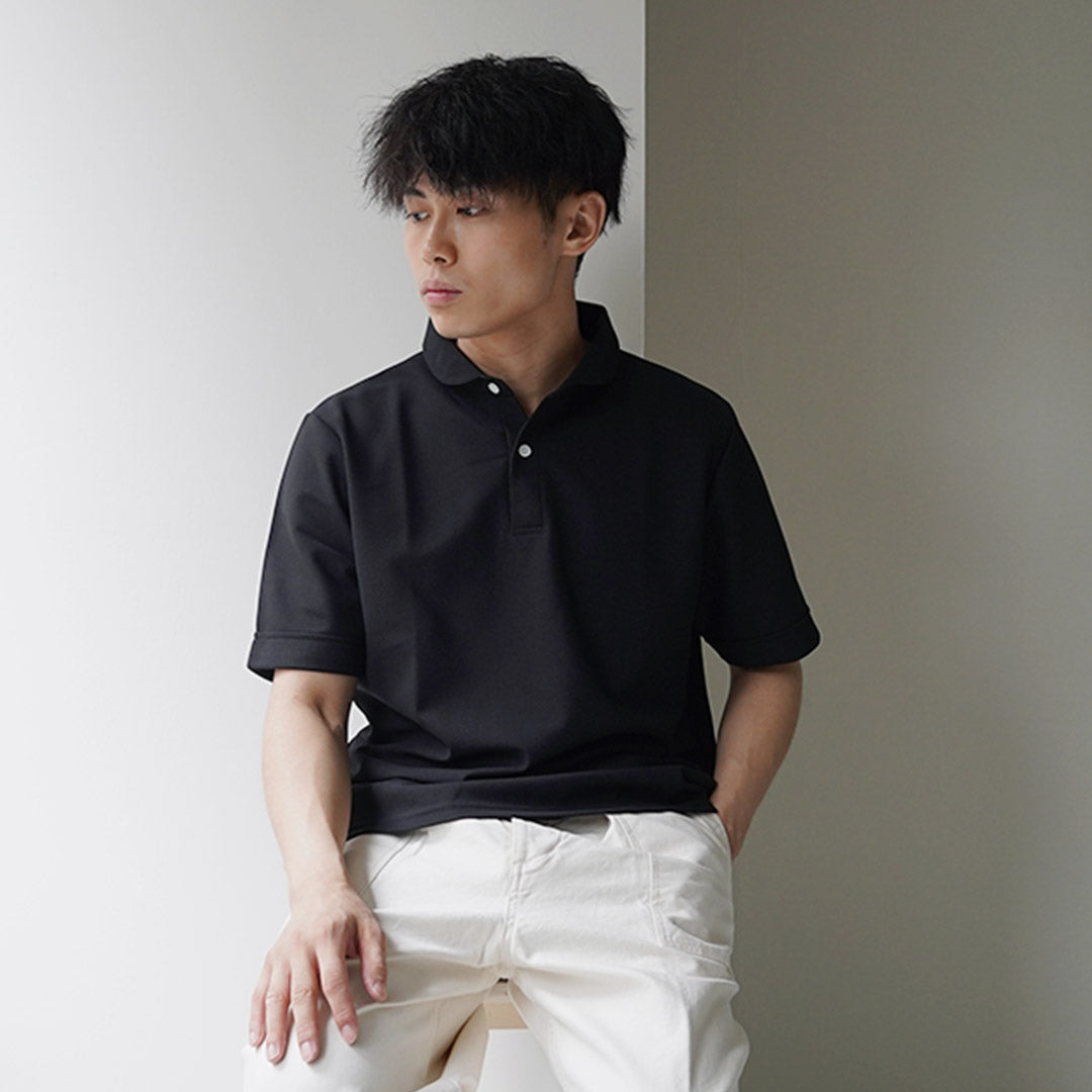 RAG（ラグ） アドバンス ラウンドカラー ポロシャツ / 半袖 トップス メンズ 吸水速乾 防臭 鹿の子 日本製 Round Collar Advanced Polo