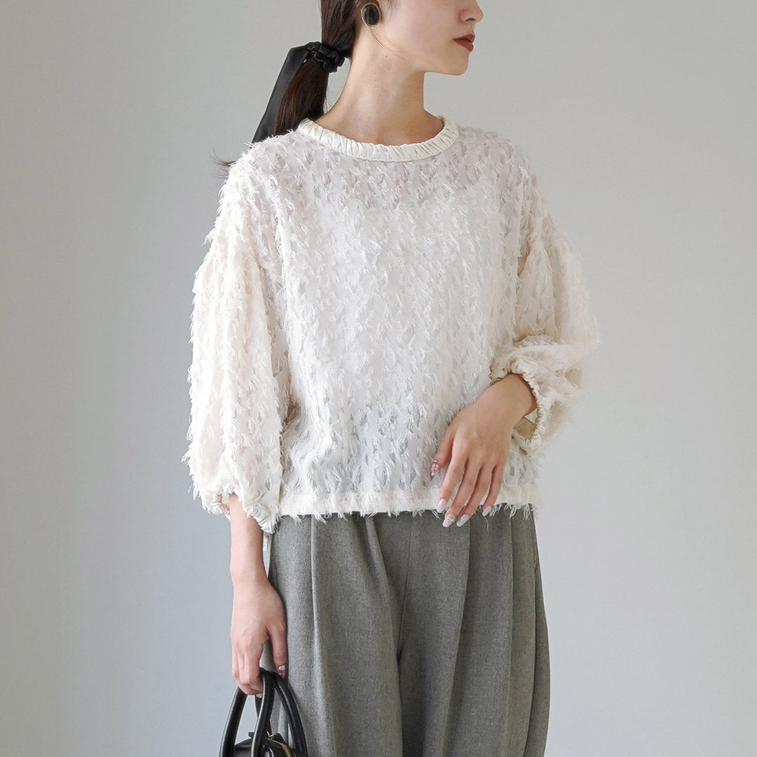 WHYTO.（ホワイト） ジャガード ボリューム ブラウス / レディース 七