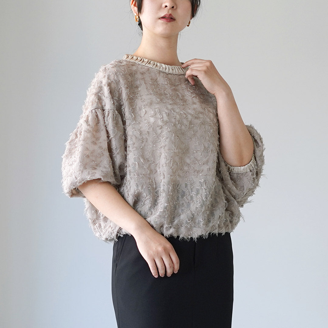 WHYTO.（ホワイト） ジャガード ボリューム ブラウス