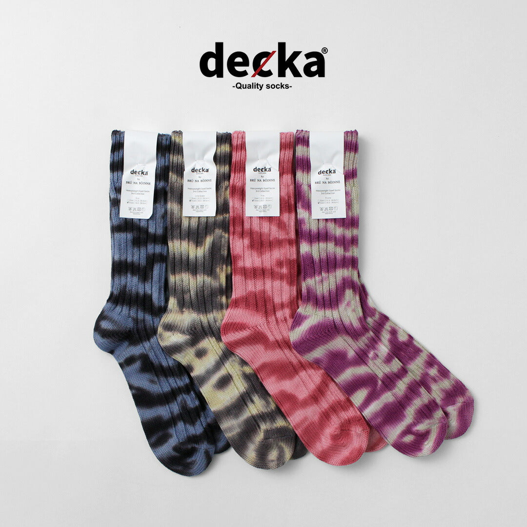 DECKA QUALITY SOCKS（デカ） ヘビーウエイト タイダイソックス / ユニセックス 靴下 厚手 クルーソックス 日本製 Heavyweight Dyed Socks