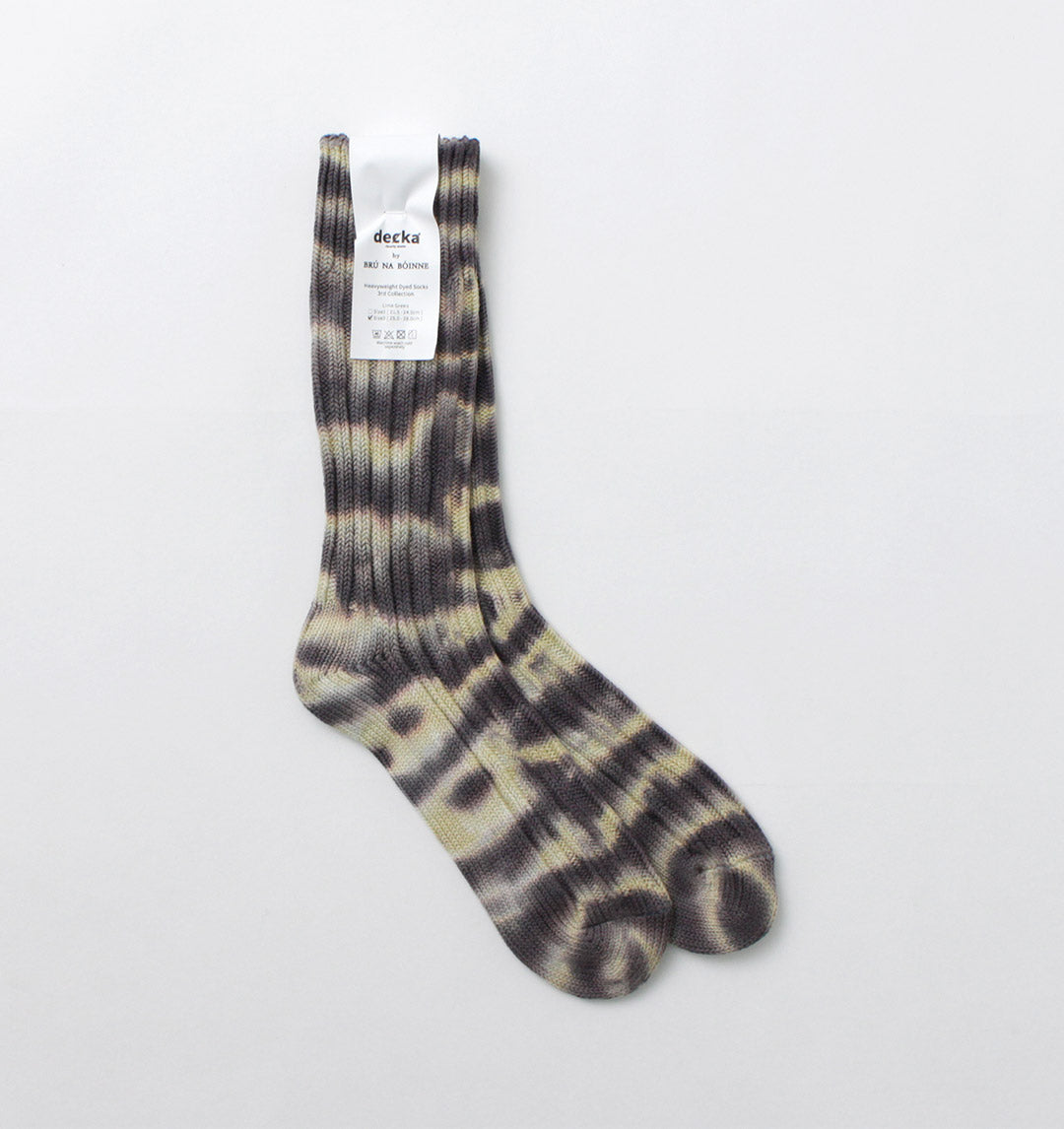 DECKA QUALITY SOCKS（デカ） ヘビーウエイト タイダイソックス / ユニセックス 靴下 厚手 クルーソックス 日本製 Heavyweight Dyed Socks