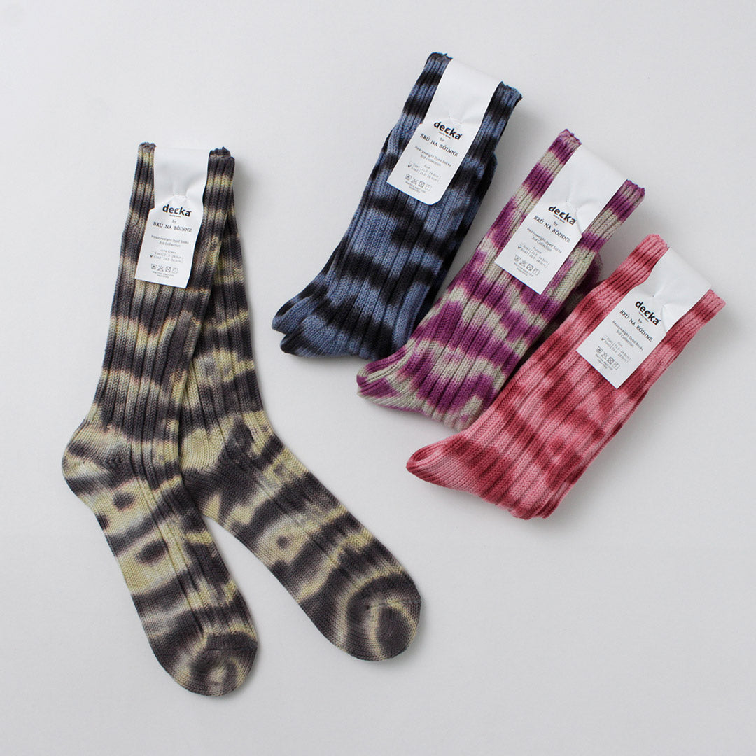 DECKA QUALITY SOCKS（デカ） ヘビーウエイト タイダイソックス / ユニセックス 靴下 厚手 クルーソックス 日本製 Heavyweight Dyed Socks