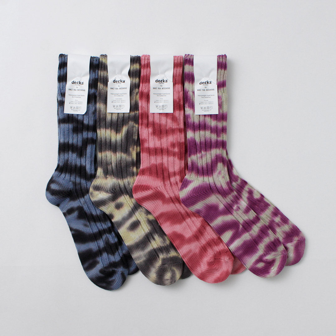 DECKA QUALITY SOCKS（デカ） ヘビーウエイト タイダイソックス / ユニセックス 靴下 厚手 クルーソックス 日本製 Heavyweight Dyed Socks