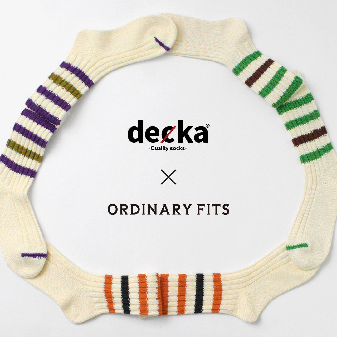 DECKA QUALITY SOCKS（デカ）M.A.P ヘビーウエイト ラインソックス / ユニセックス 靴下 クルーソックス ボーダー コラボ 日本製 ORDINARY TITS M.A.P Heavyweight Socks Stripes