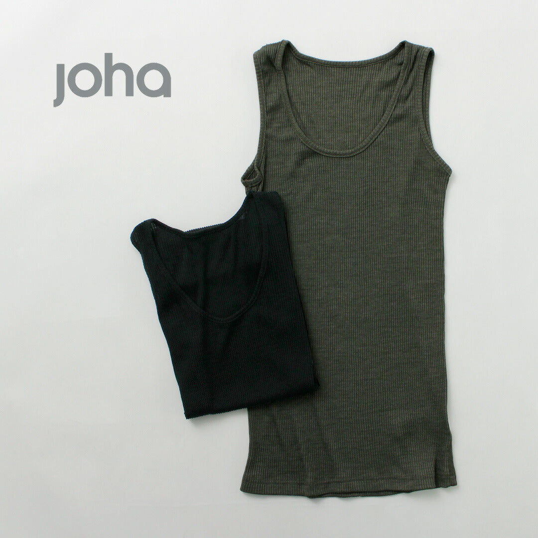 JOHA（ヨハ） Kate ウールシルク タンクトップ Undershirt / レディース インナー 肌着 絹 Uネック 無地